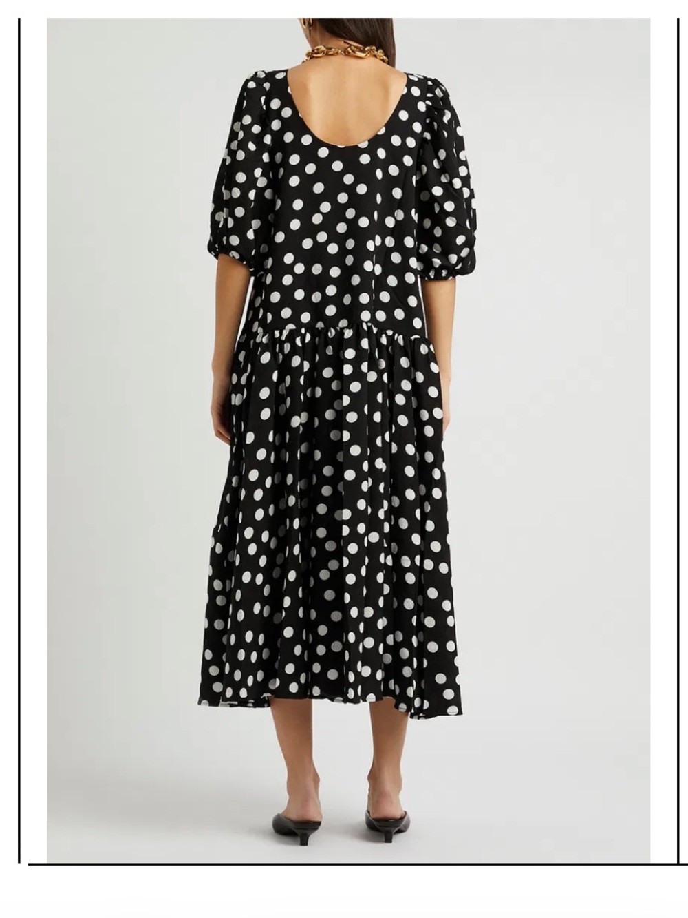 NWOT STINE GOYA Amelia Black and White Polka-Dot Puff Sleeve Dress - Picture 3 of 11